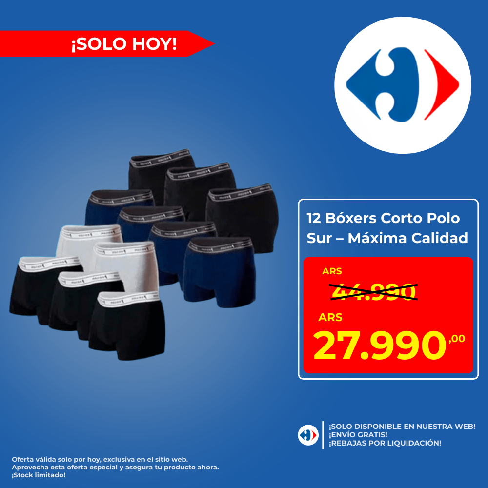 12 Bóxers Corto, Polo Sur, Máxima Calidad. Precio Mayorista