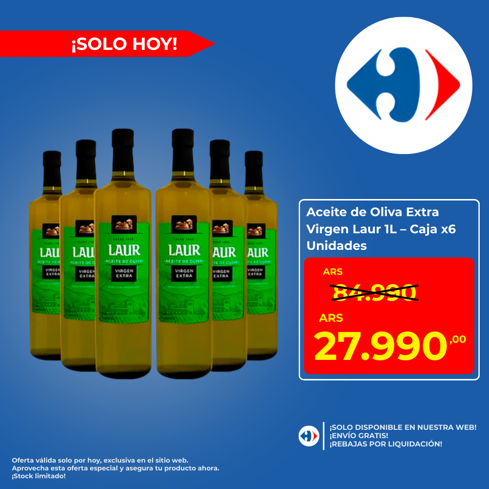 Aceite de Oliva Extra Virgen Laur 1L – Caja x6 Unidades