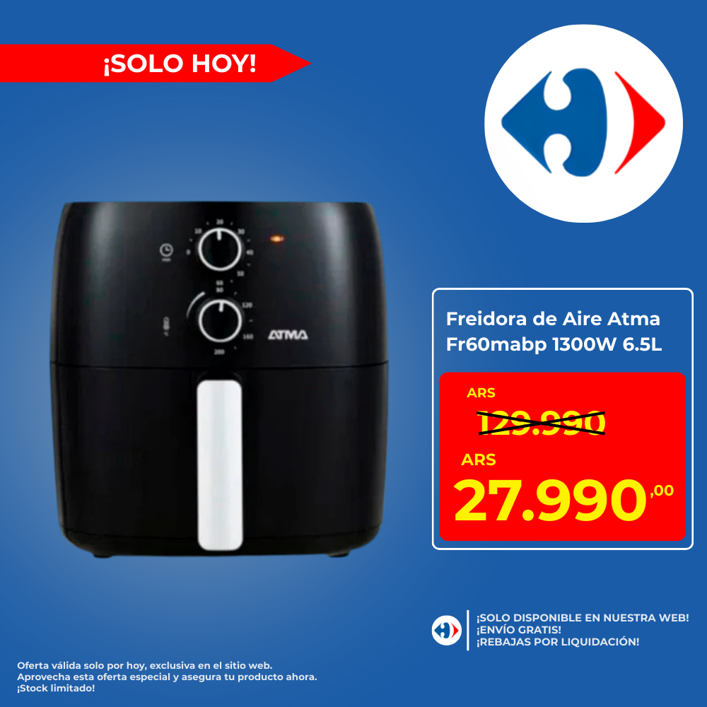 Freidora De Aire Atma Fr60mabp 1300 W 6.5 L Con Temporizador