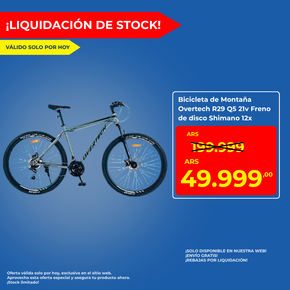 Bicicleta de Montaña Overtech R29 Q5 21v Freno de disco Shimano 12x