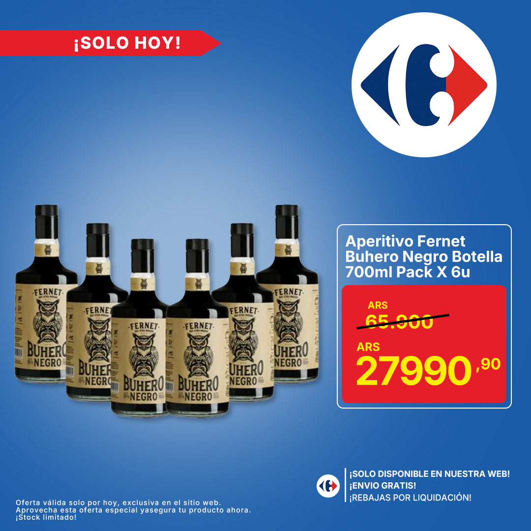 Aperitivo Fernet Buhero Negro Botella 700ml Pack X 6u
