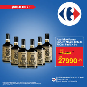 Aperitivo Fernet Buhero Negro Botella 700ml Pack X 6u