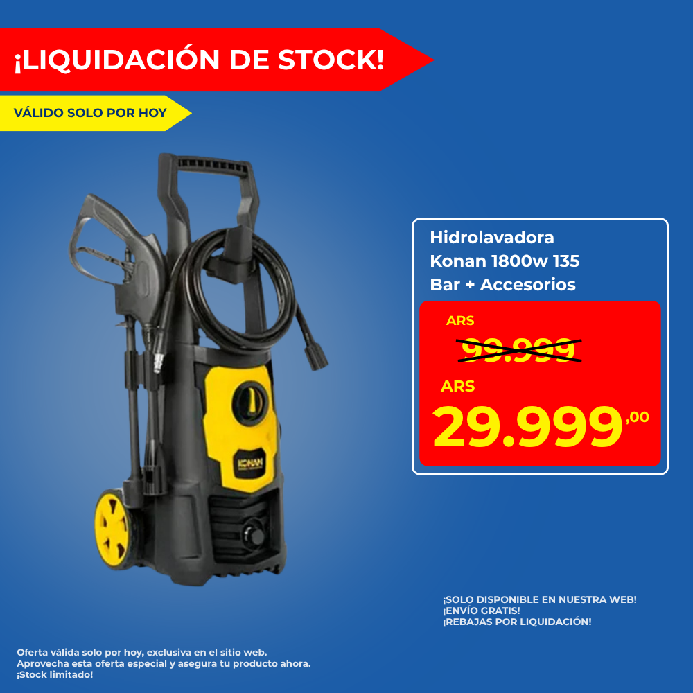 Hidrolavadora Konan 1800w 135 Bar + Accesorios