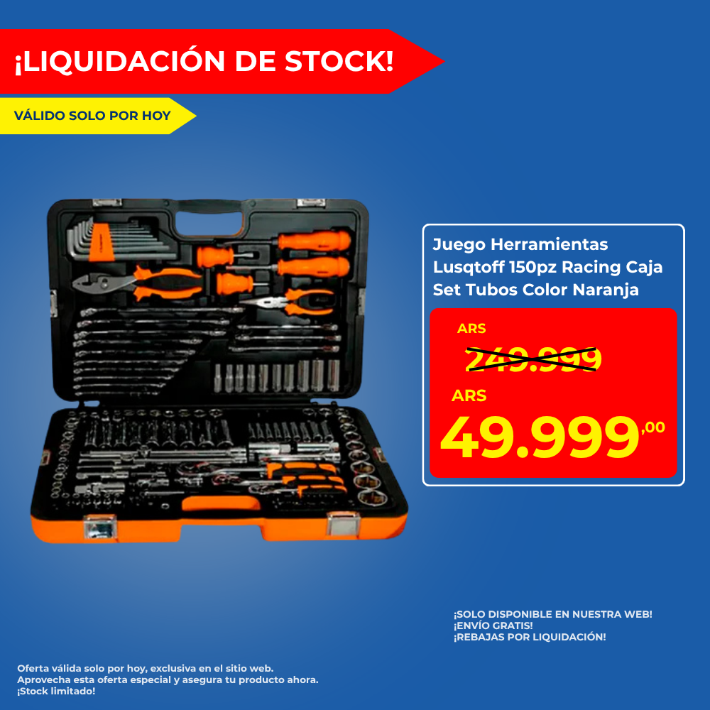 Juego Herramientas Lusqtoff 150pzs Racing Caja Set Tubos Color Naranja