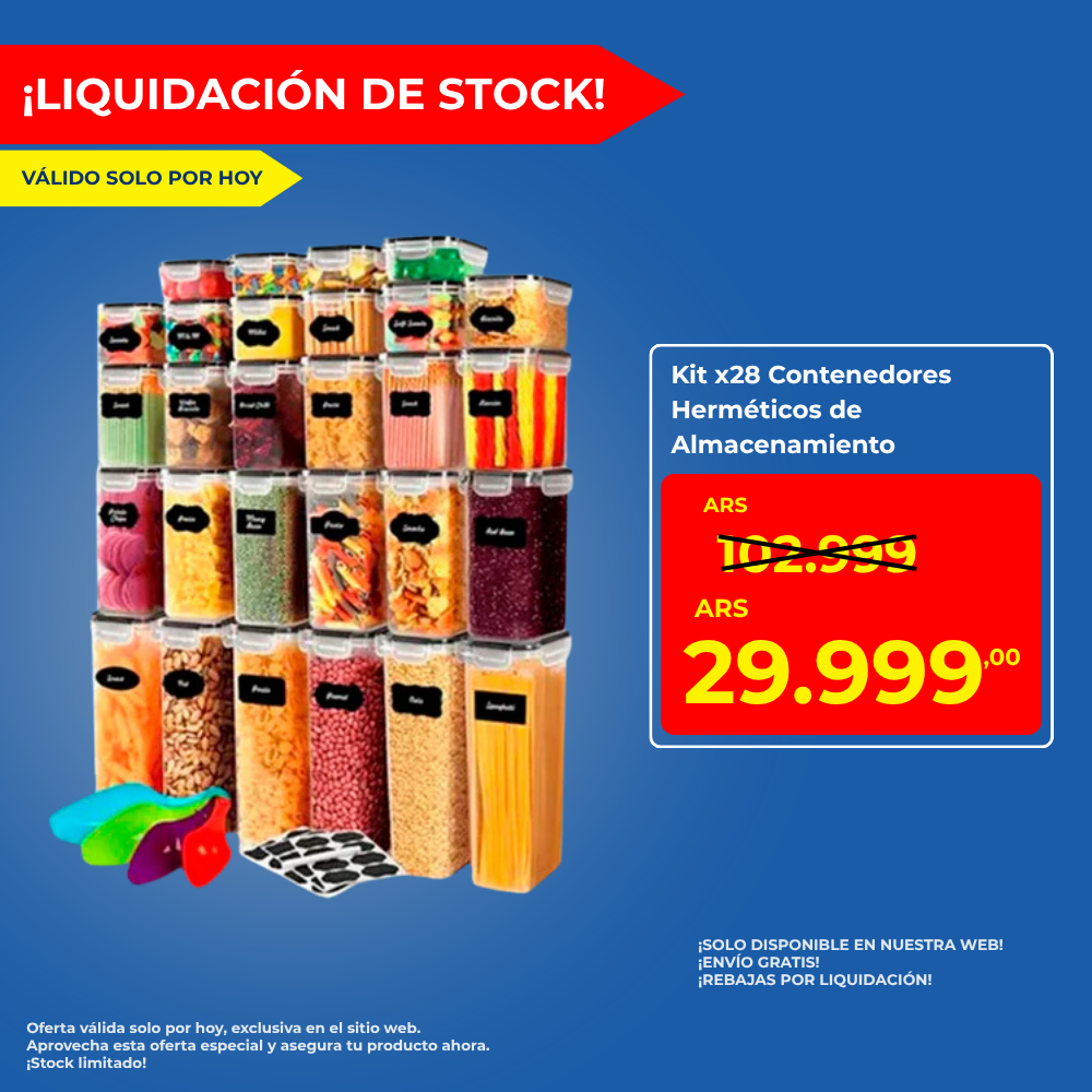 Kit x28 Contenedores Herméticos de Almacenamiento