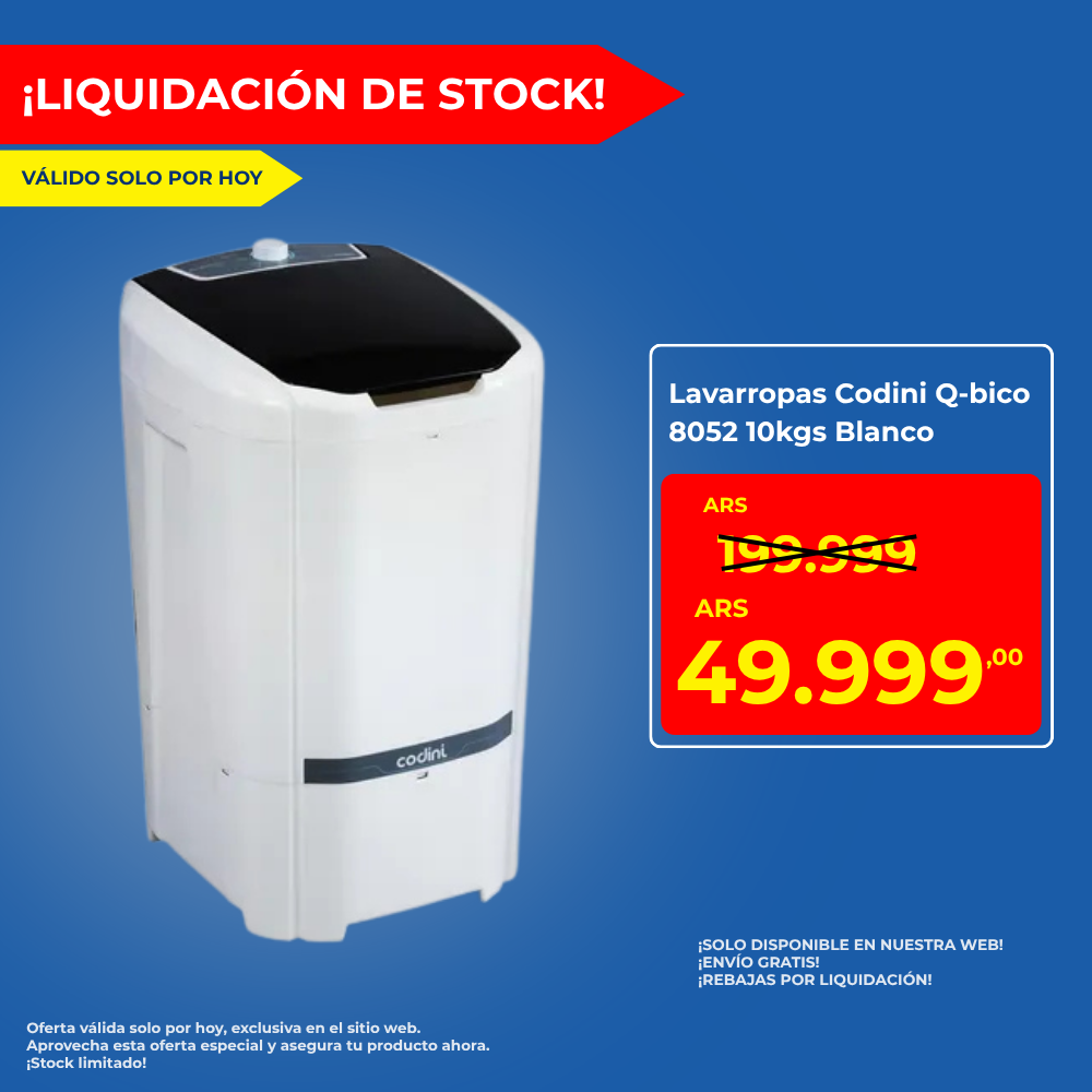 Lavarropas Codini Q-bico 8052 10kgs Blanco