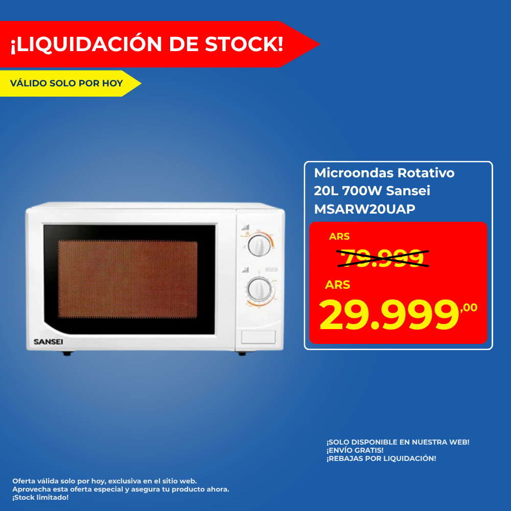 Microondas Rotativo 20L 700W Sansei MSARW20UAP