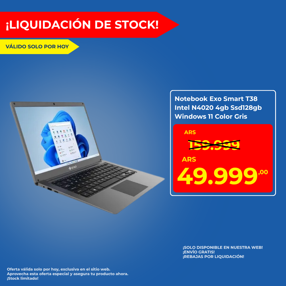 Notebook Exo Smart T38 Intel N4020 4gb Ssd128gb