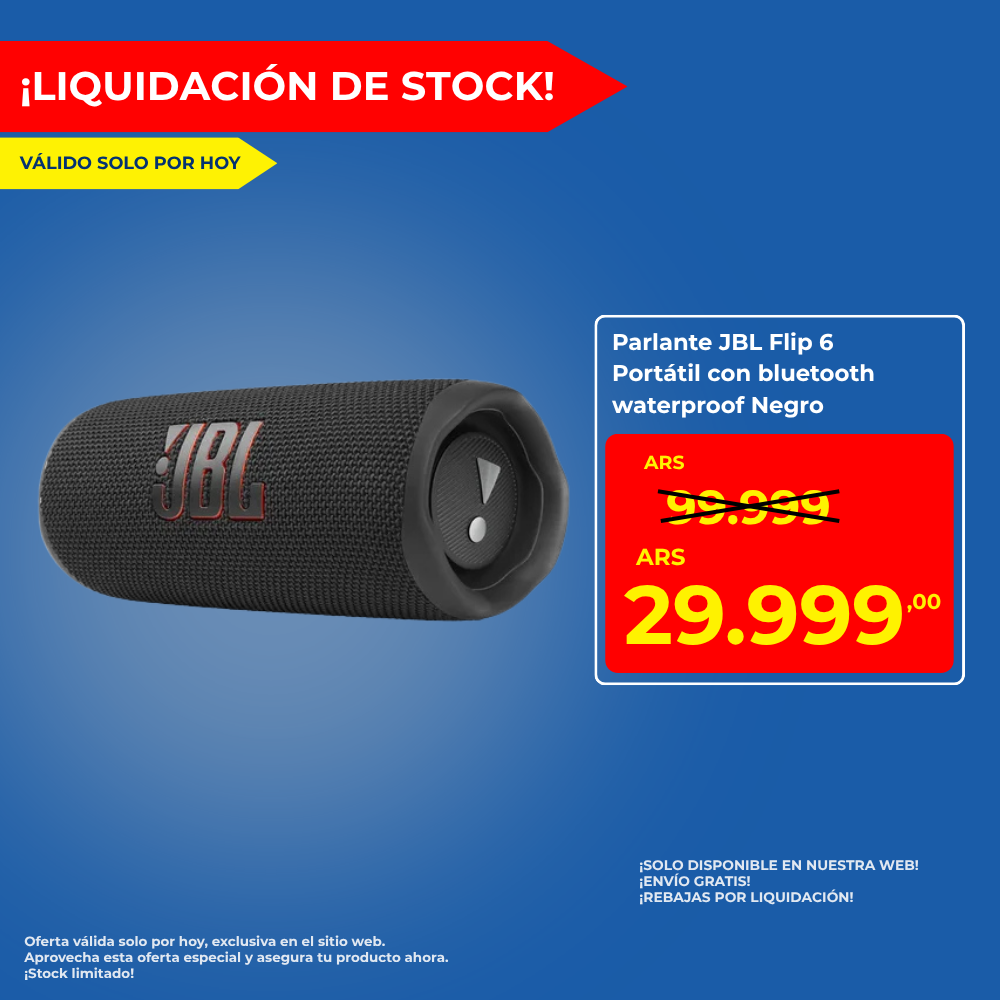 Parlante JBL Flip 6 Portátil con bluetooth waterproof Negro