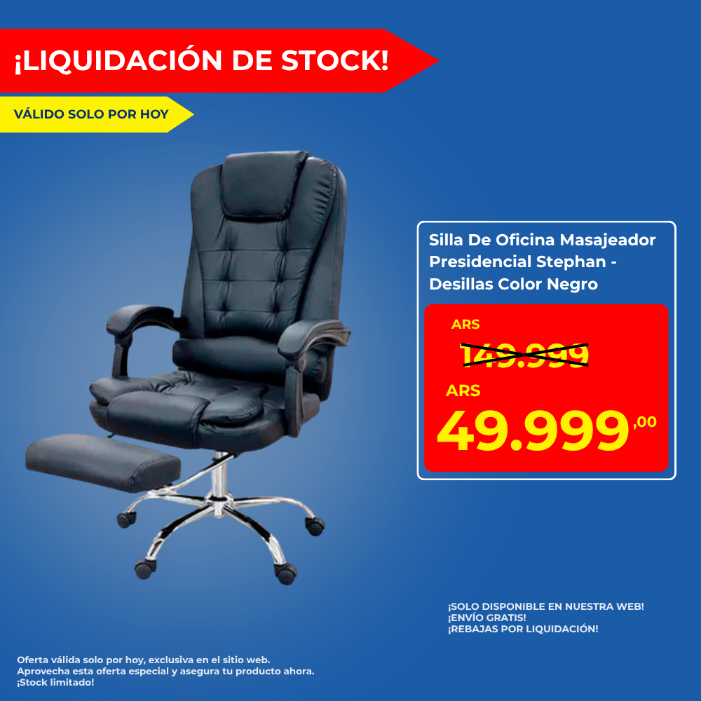 Silla De Oficina Masajeador Presidencial Stephan - Desillas Color Negro