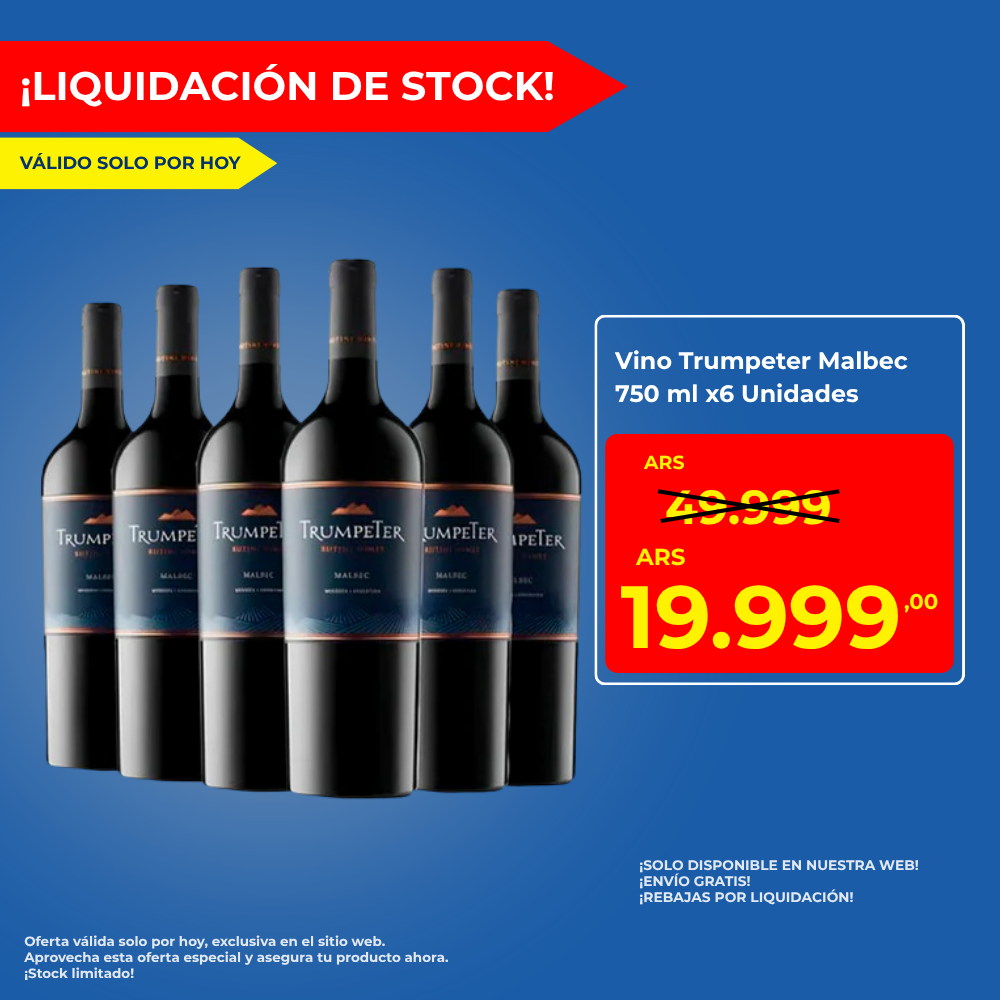 Vino Trumpeter Malbec 750 ml x6 Unidades