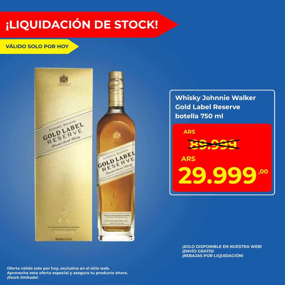 Whisky Johnnie Walker gold label reserve botella 750 ml